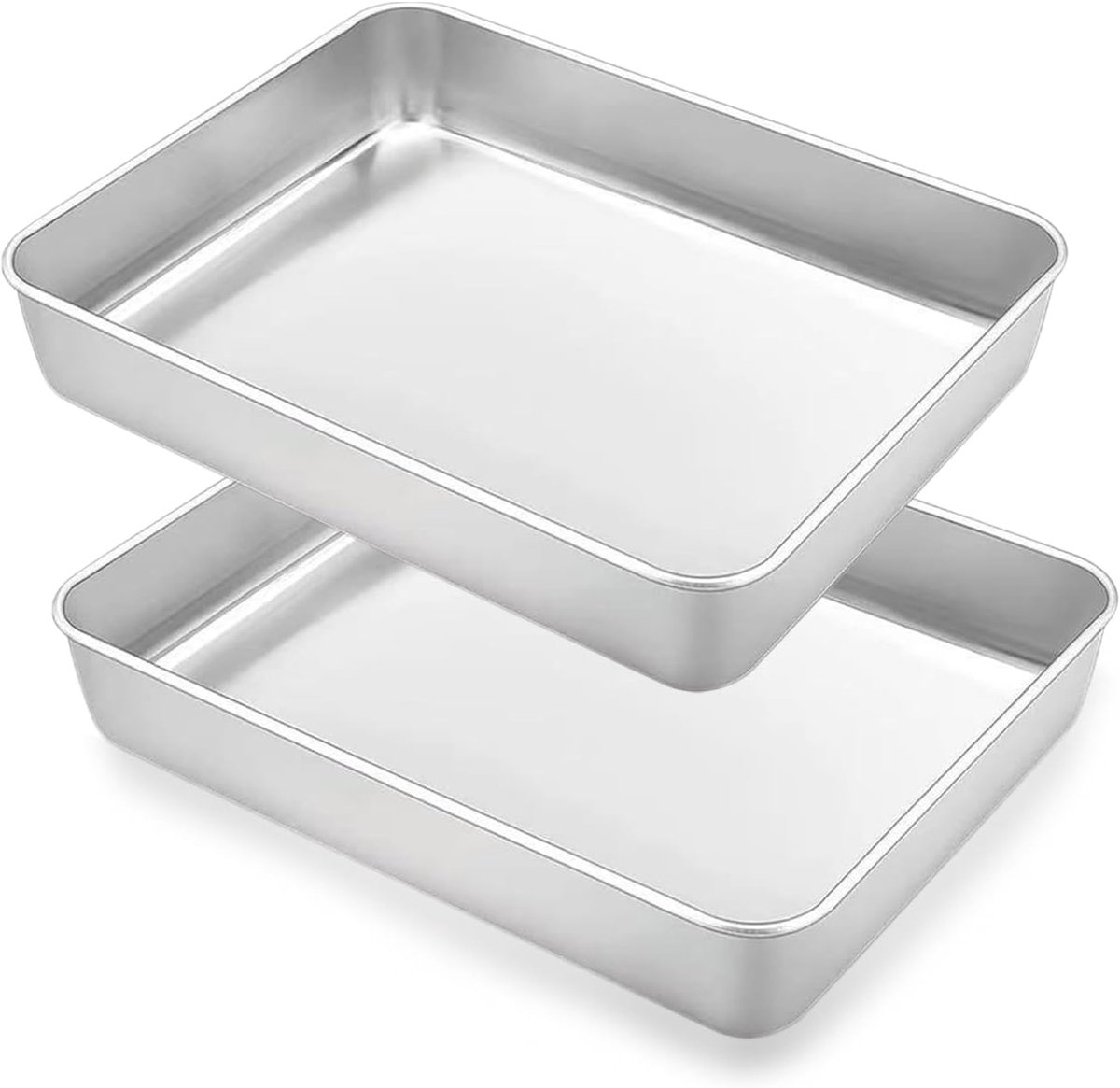Bakplaat Set - Ovenplaat Diep - Bakken Braden - Roestvrij Staal - 30 x 25 x 5.5 cm - Zilver