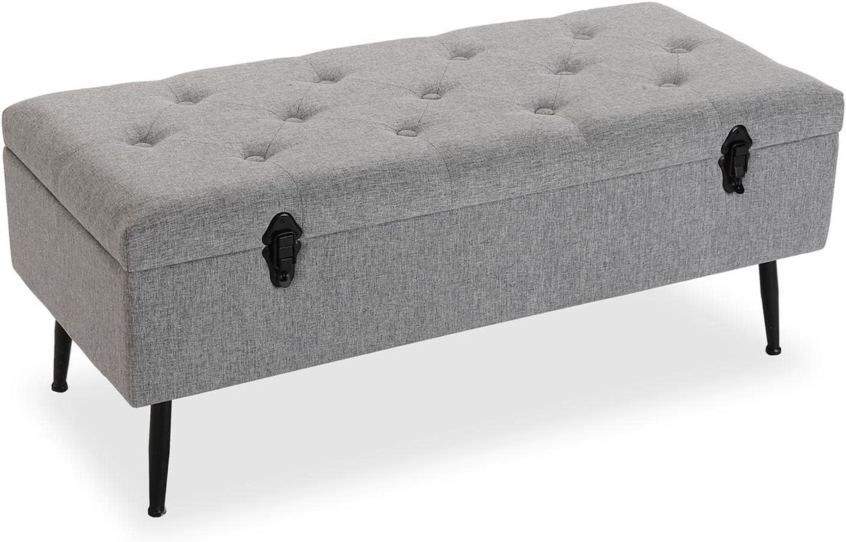 Opbergbankje - Voetenbank Kist - Entree Organisatie - Met Bergruimte - 102 cm - Lichtgrijs