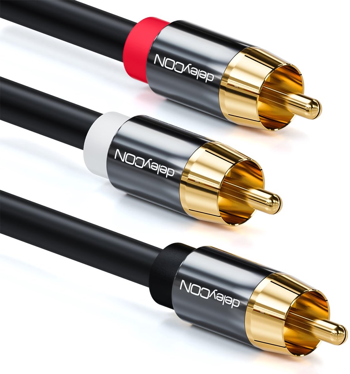 Subwoofer Kabel - Cinch RCA Y-Kabel - Hifi Audio - Vergulde Contacten - 1 Meter - Zwart