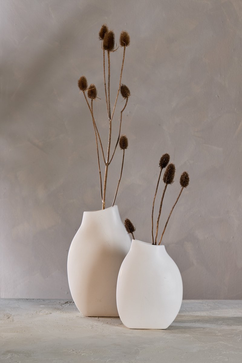 Light & Living Light - Living Vaas Volano - Keramiek - Creme/Wit - 26 x 42 x 11 cm (BxHxD)