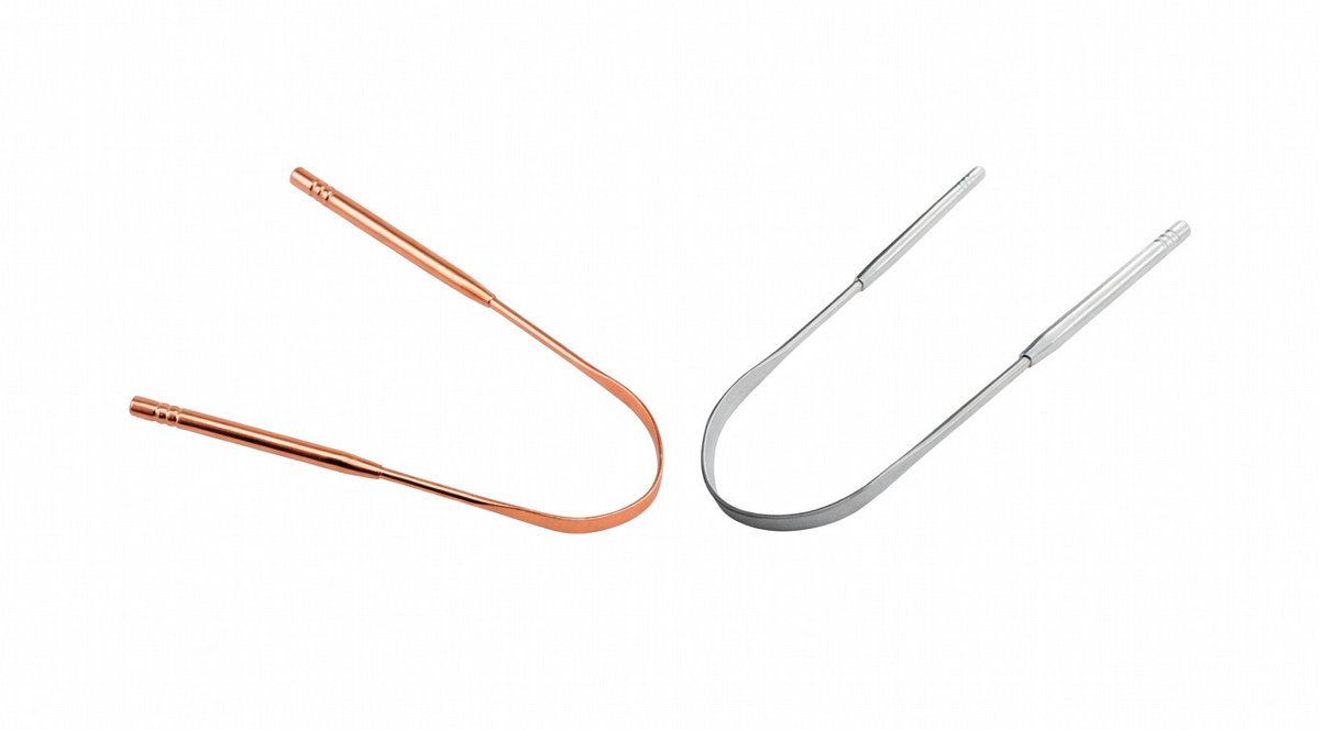 Roestvrijstalen Tongschraper Set – 2 Stuks – Zilver & Roségoud