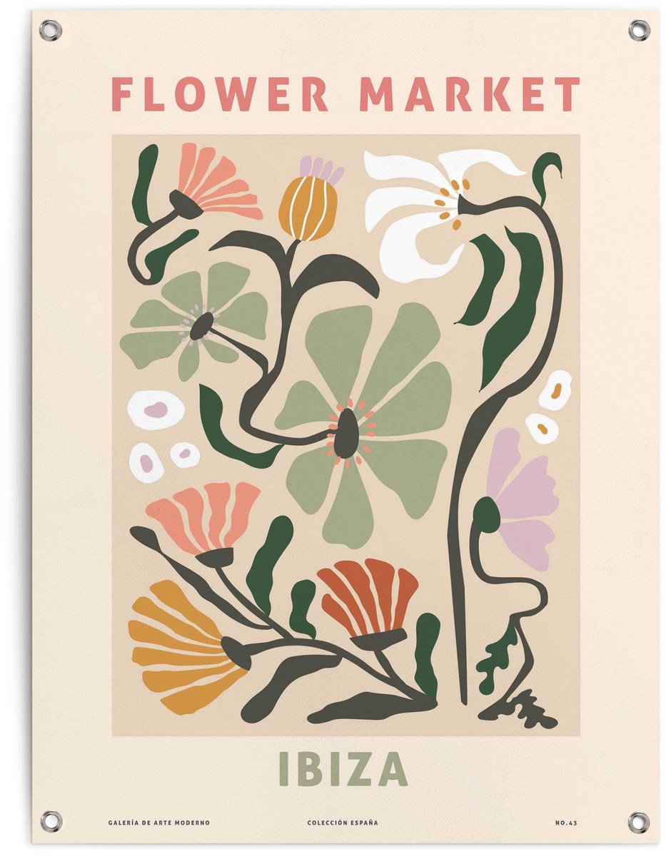 Reinders Tuinposter Bloemenmarkt - 80 x 60 - Canvas - REINDERS roze