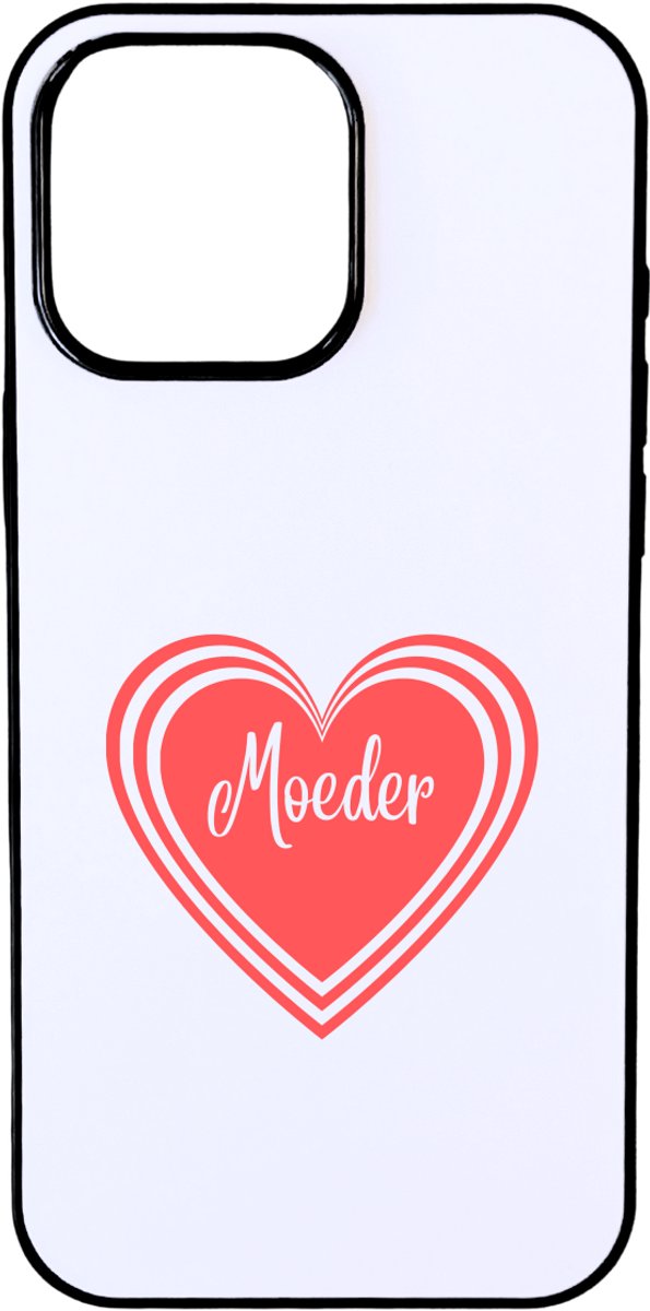 Hacebo® - Moeder in Koraalrood Hart telefoonhoesje - Moeder - Mama - telefoonhoesjes - moederdag cadeautje - Cadeau voor mama - Verjaardag - Geschenk - Cadeau - Gift - hoesje geschikt voor iPhone 16 Pro Max