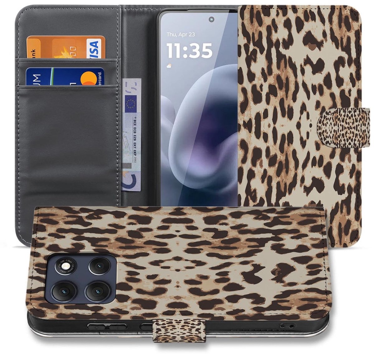 Book Case Hoesje Motorola Moto G86 Leopard