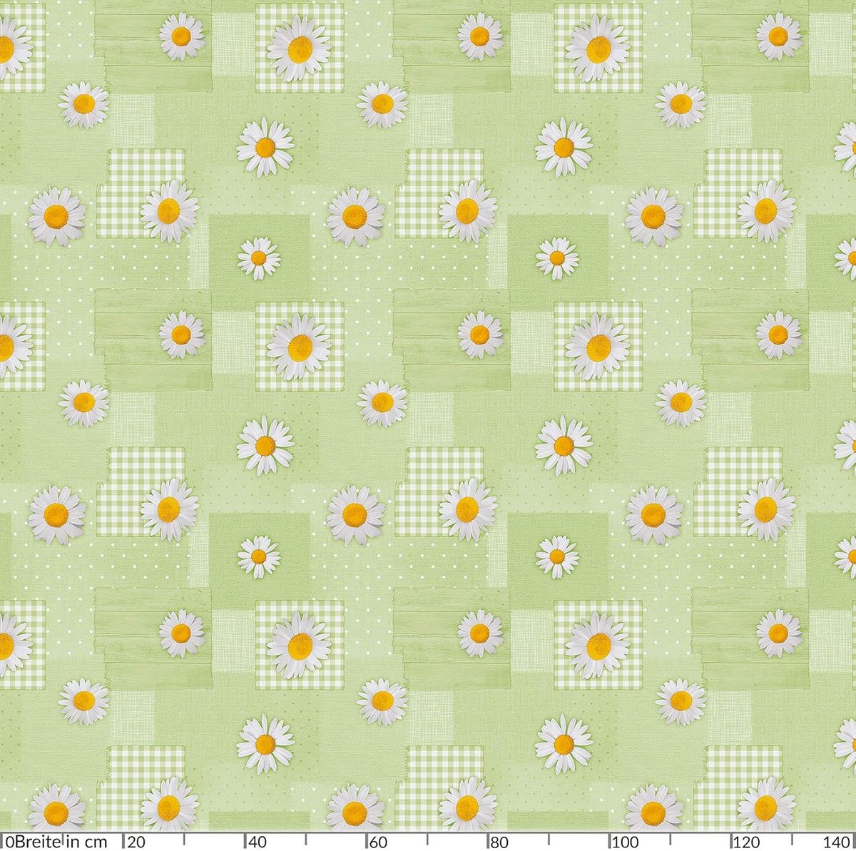 Waterafstotend Tafelzeil Groen Kruiden & Bloemenprint Blokpatroon 100x140 cm