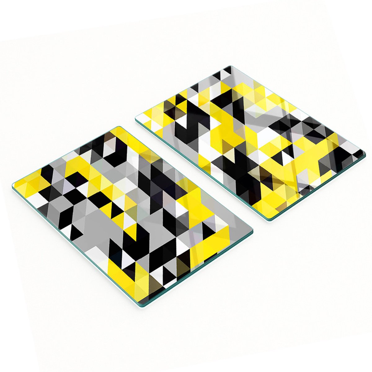 Set van twee glazen snijplanken met geometrische vormen, 2x40x52 cm