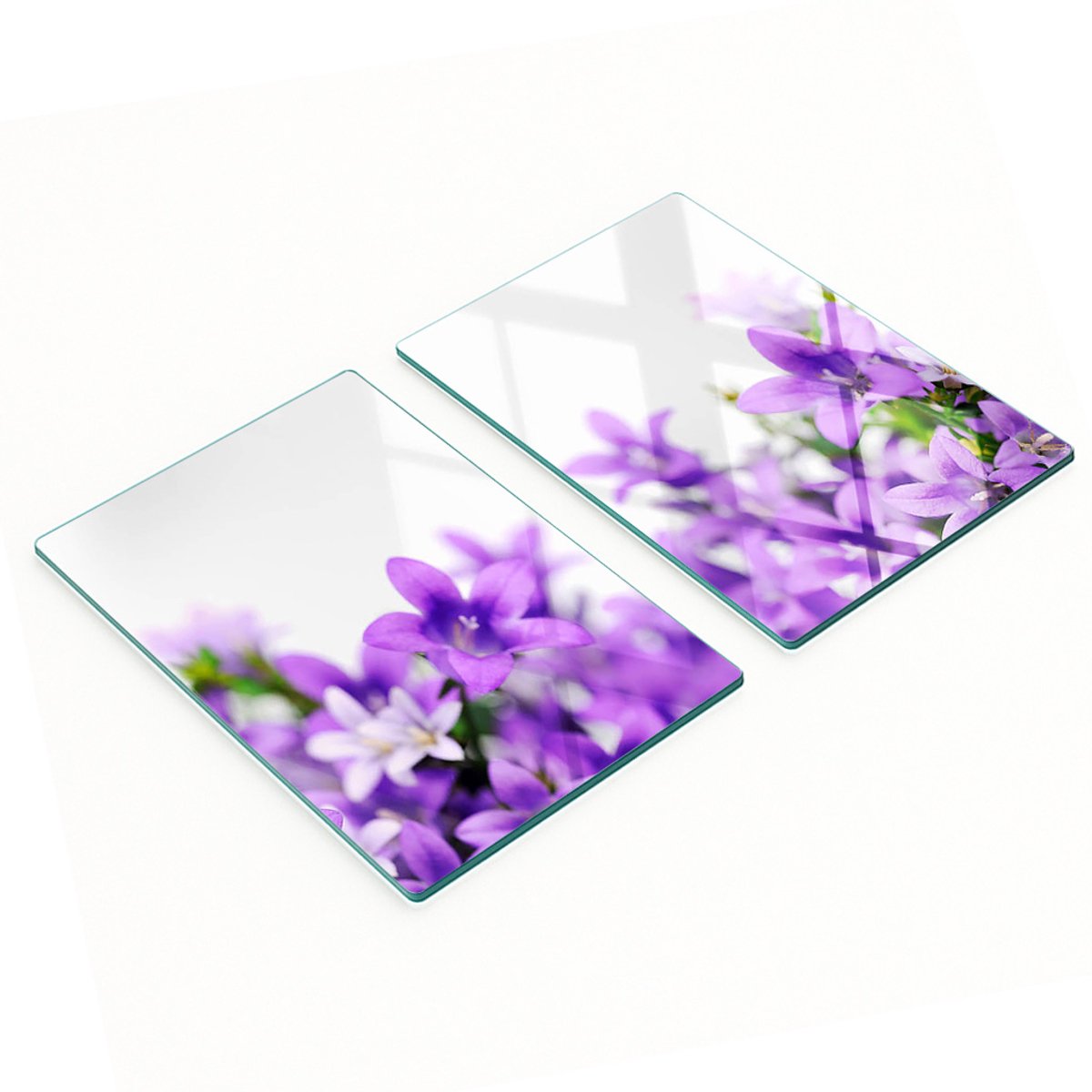 Multifunctionele decoratieve glazen borden met paarse bellen, 2x40x52 cm