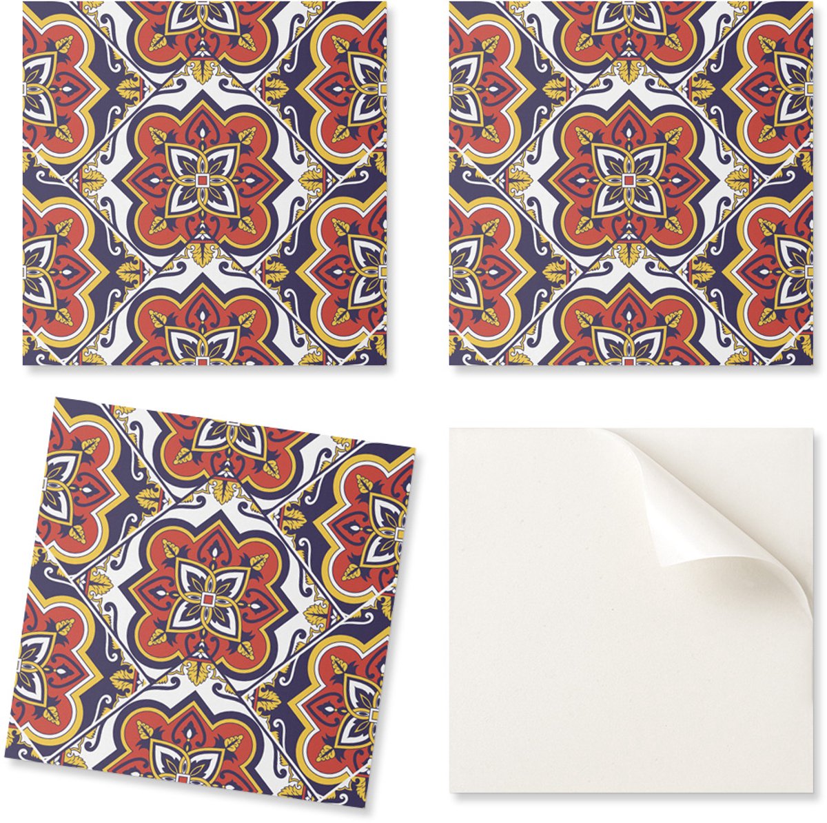Decoratieve zelfklevende tegels voor een snelle muurrenovatie. Bloemenpatroon met ornamenten. 20x20x20 cm