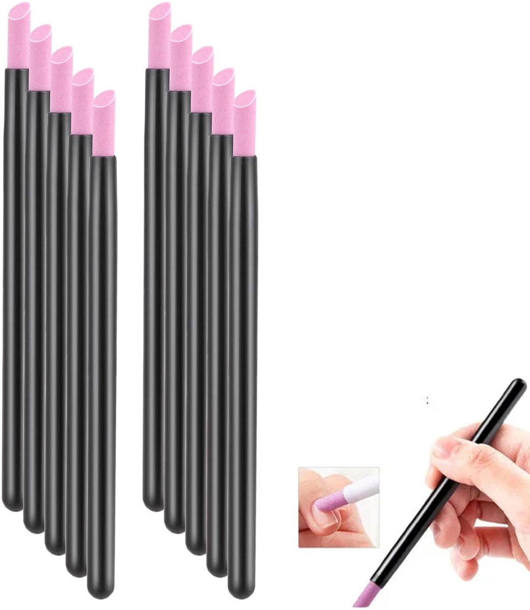10 delige nagelvijltjes - Bokkenpoot - Nagelpolijster - Pedicure pen - Nagelriem verwijderaar - Cuticle pusher - Cuticle care - Nagelriemverzorging - Voor het repareren van de nagelrand of het verwijderen van dode huidcellen - 13.4*0,8 cm - Zwart