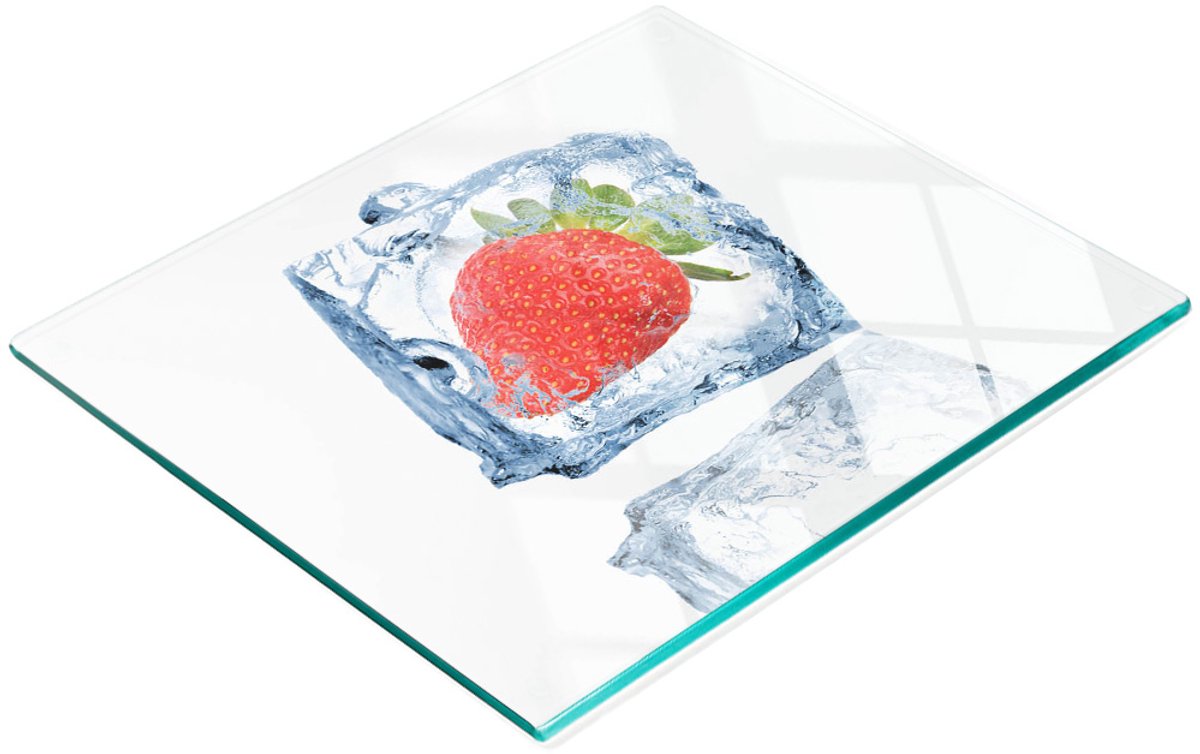 Multifunctionele decoratieve snijplank van gehard staal voor de keuken, aardbeienijs, 60x52 cm