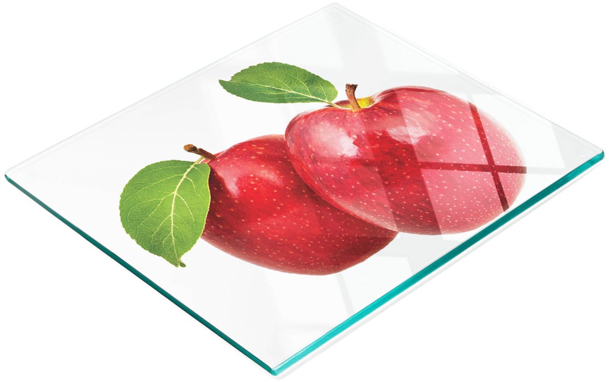 Glazen snijplank met rode appelafbeeldingen 60x52 cm