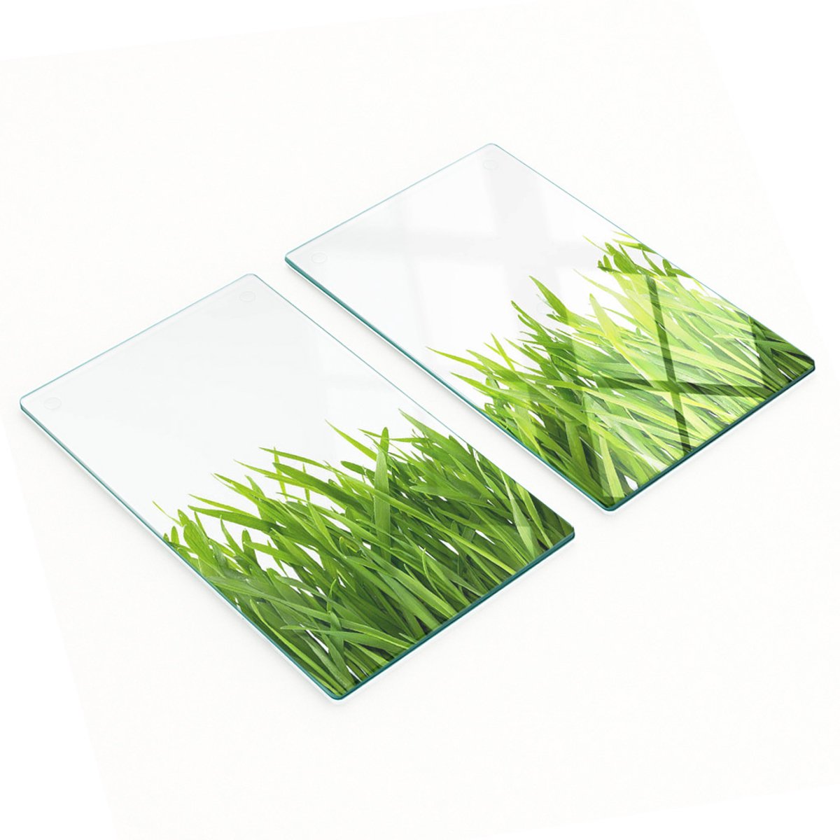 Multifunctionele decoratieve keukenplanken van gehard glas met grasmotief, 2x30x52 cm