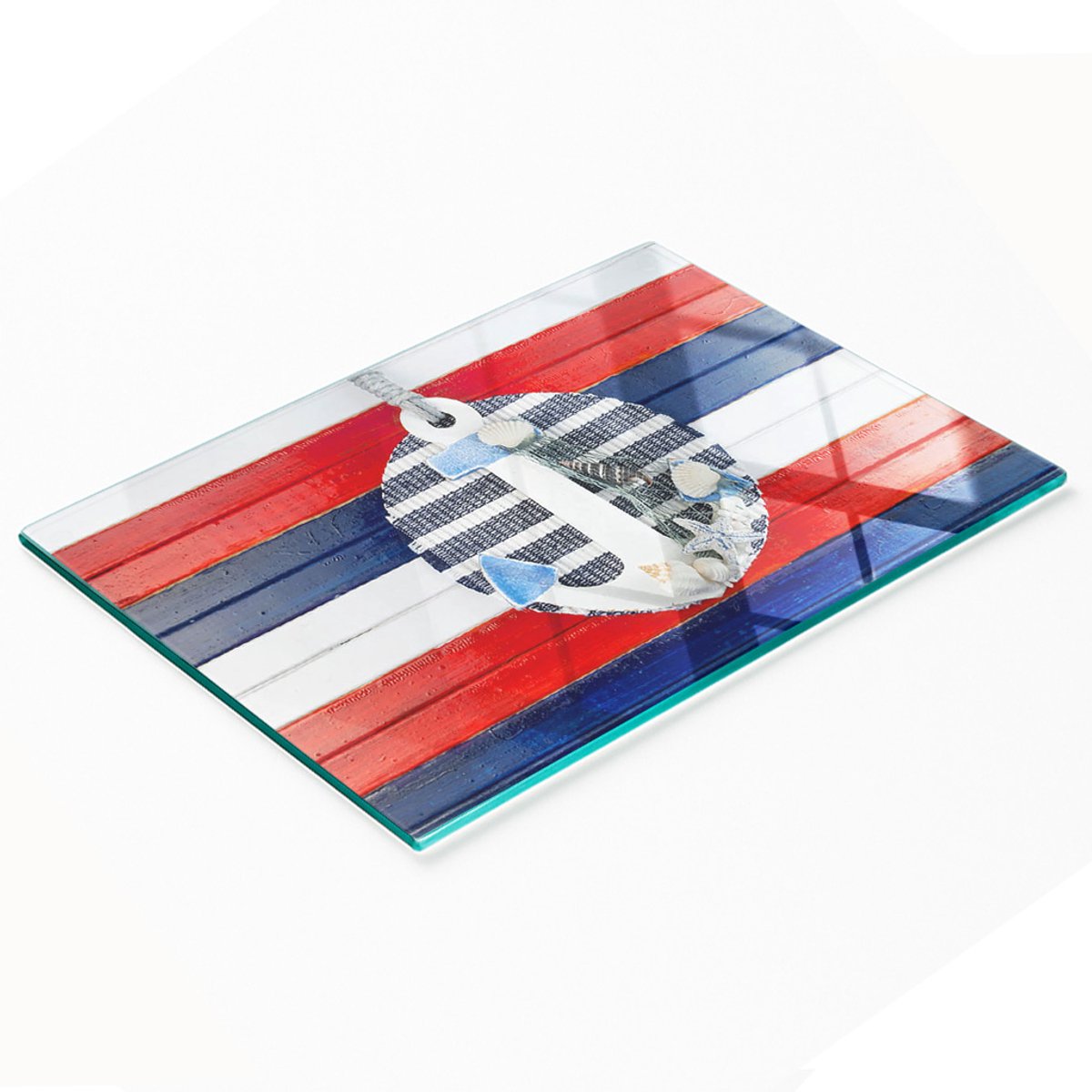 Glazen snijplank met decoratief ankermotief, 80x52 cm