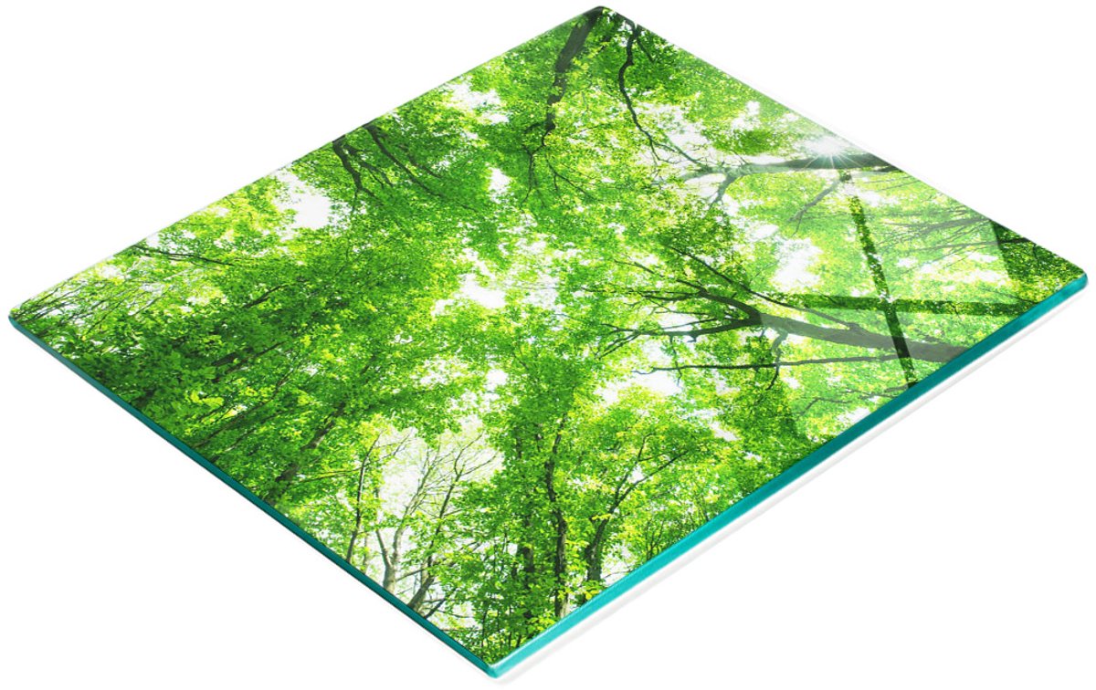 Duurzame en stijlvolle glazen snijplank met groen bospatroon 60x52 cm