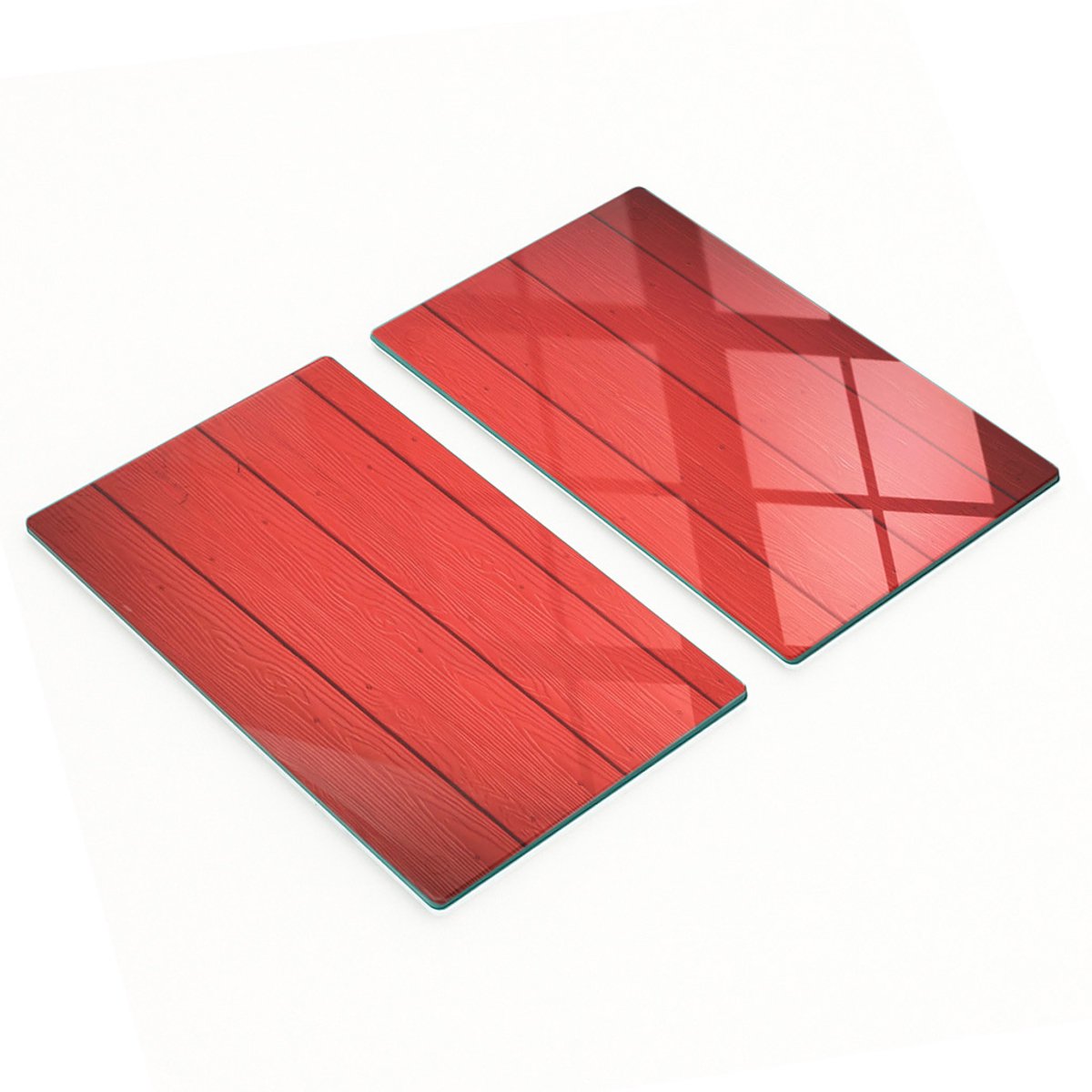 Decoratieve glazen snij- en serveerplanken, rode planken, 2x30x52 cm