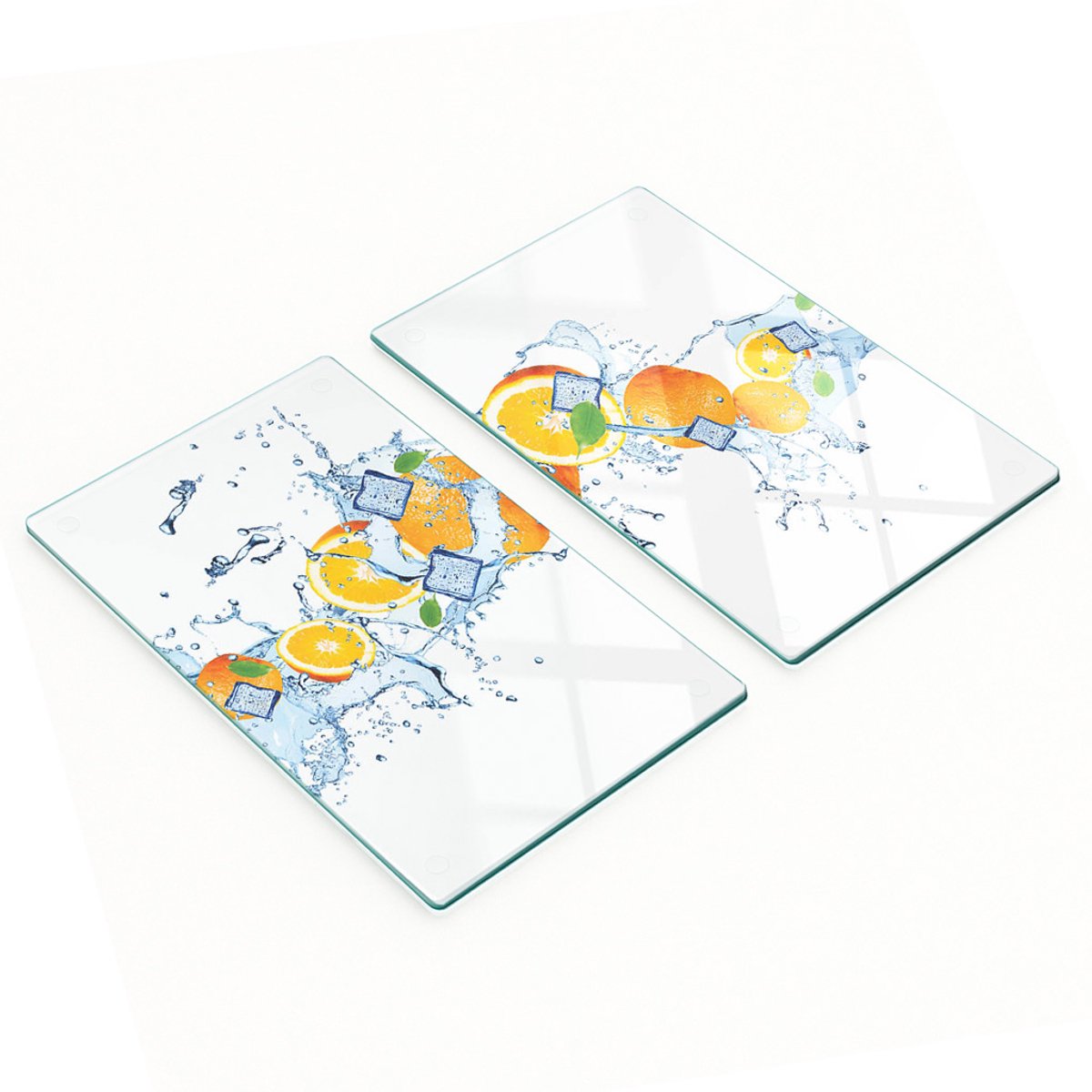 Glazen snijplanken met oranje waterprint, 2x30x52 cm