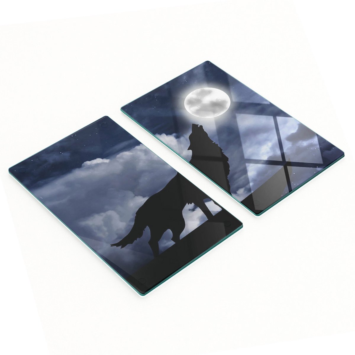 Elegante glazen snijplanken, 2 stuks, Wolf Today Volle Maan, 2x30x52 cm