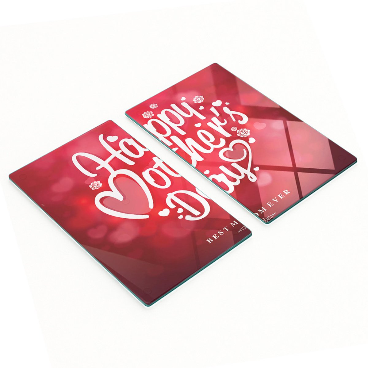 Twee decoratieve snijplanken van gehard glas voor Moederdag, 2x30x52 cm