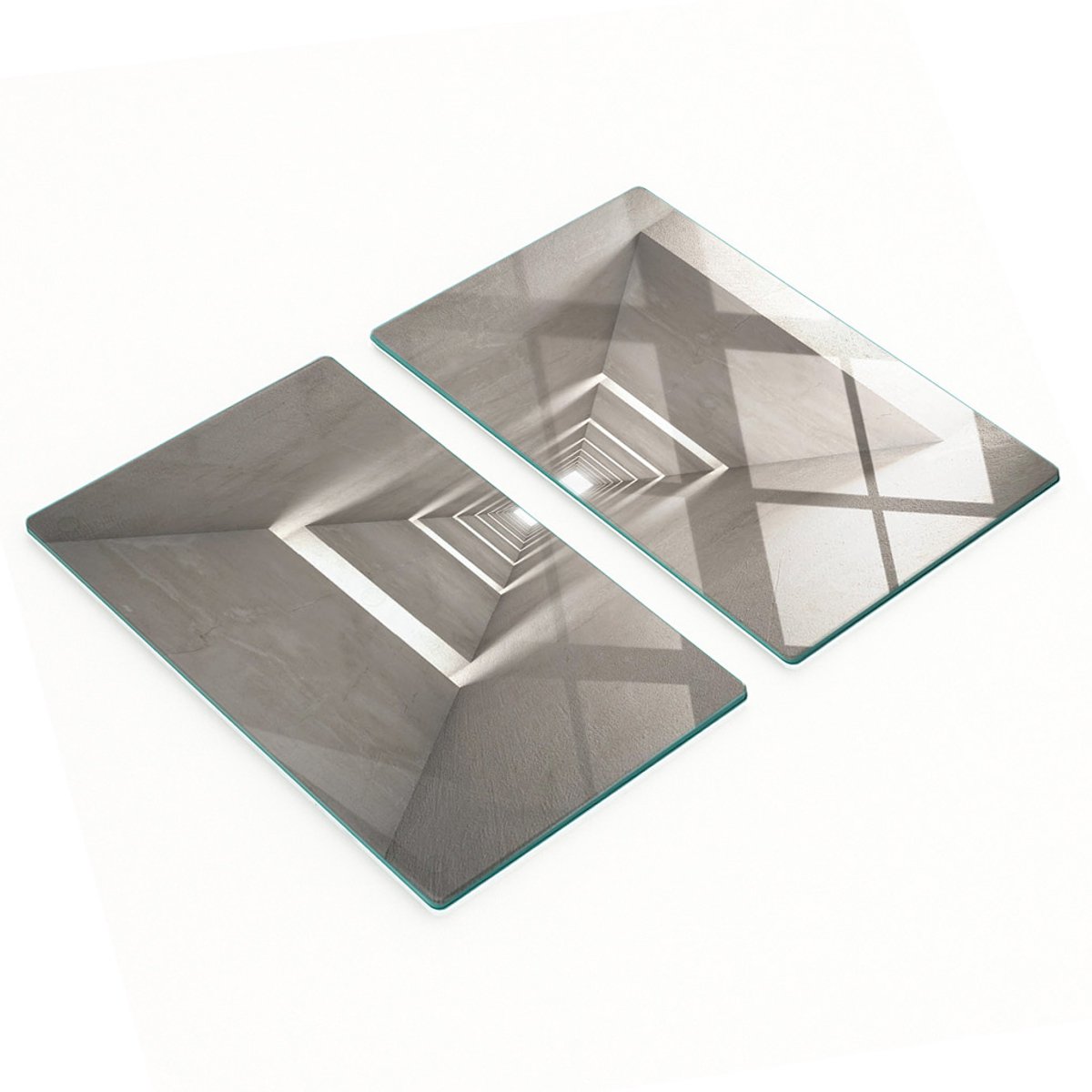 Set van gehard glazen keukenplanken met betonprint 2x30x52 cm