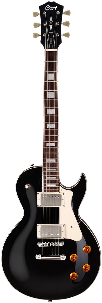 Cort CR200 BK2 Elektrische Gitaar Single Cut Mahonie Zwart met ClassicRocker II Humbuckers