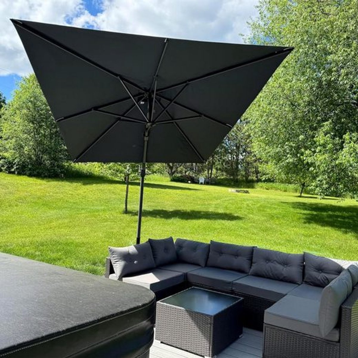Purple Leaf Kantelbare zweefparasol 365x270 cm - Grijs
