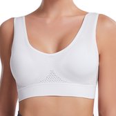 Comfortabele Naadloze Sport BH Zonder Beugel voor Dames - Ademend Mesh Design met Open Rug - Zacht en Ondersteunend - Ideaal voor yoga, fitness, pilates, hardlopen en dagelijkse workouts- Wit- XXL