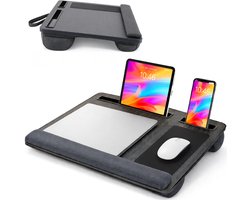 Laptop kussen voor op schoot - Rechthoek - Tafel - Verstelbaar - Standaard voor Thuiswerken - Bedtafel - Laptray en Tabletstandaard - Dienblad - Met telefoon standaaard - Luft