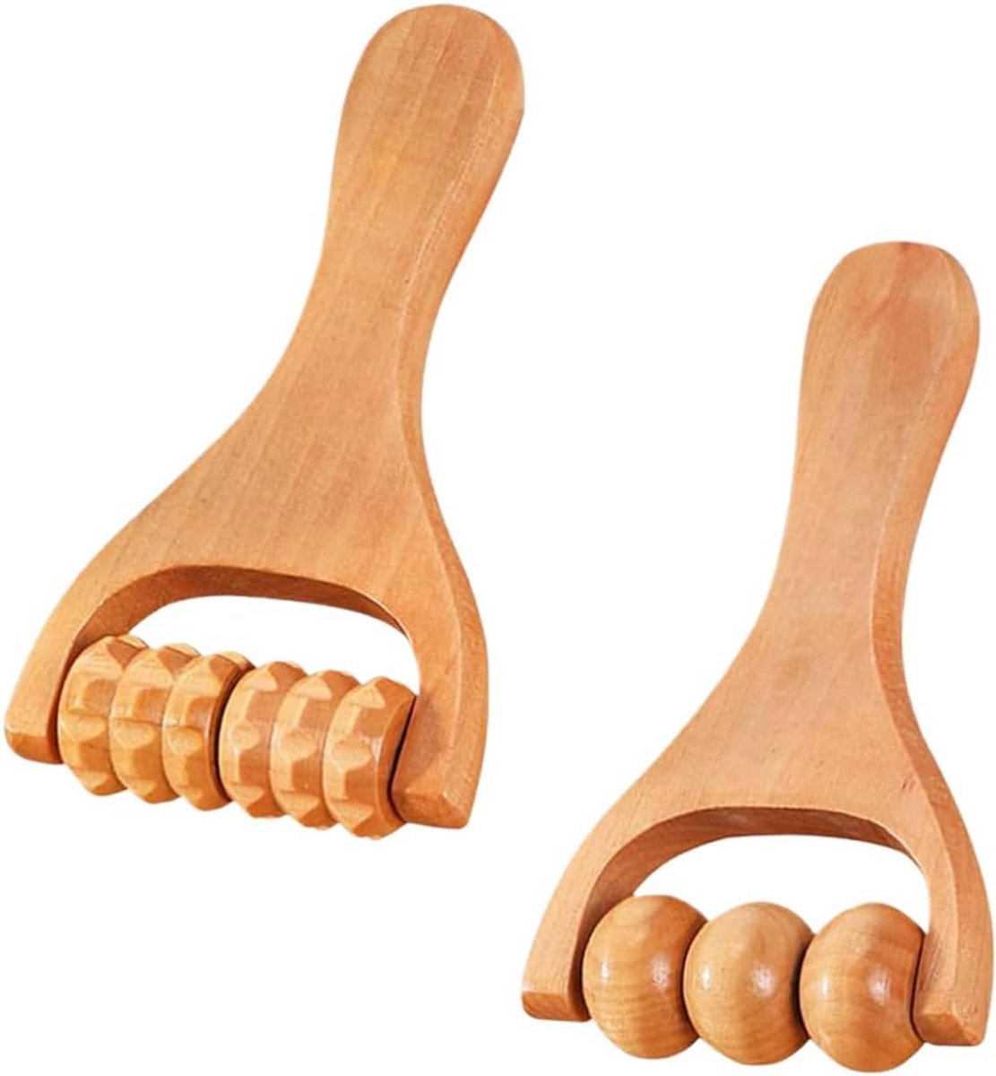 2x Houten Massage Roller Set voor Lichaam en Anti-Cellulitis Therapie