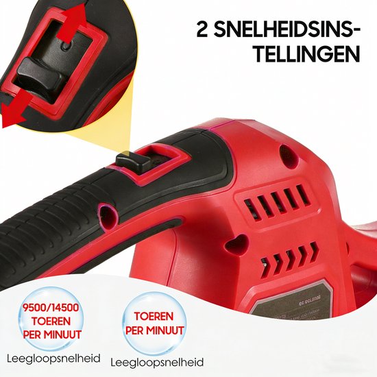 Accu Bladblazer 20V - 2 Standen 60/130 MPH - Inclusief 2.0Ah Accu & Oplader - Handheld Blazer voor Tuin, Dakgoot en Oprit - Rood — afbeelding 5