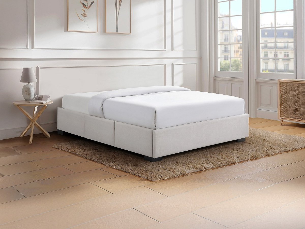 Vente-unique Bedbodem met lades 160 x 200 cm - Beige stof - KOLANE van YSMÉE