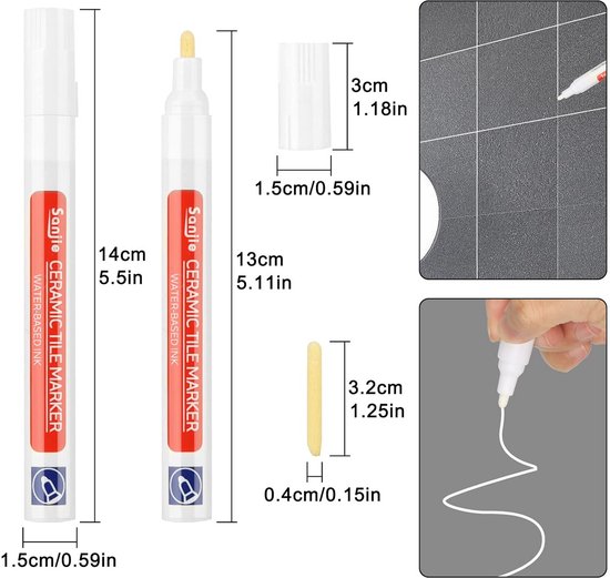 Voegenstift Wit - 10 Stuks Tegelreparatie Pennen voor Vullen en Herstellen van Merkloos	 — afbeelding 2