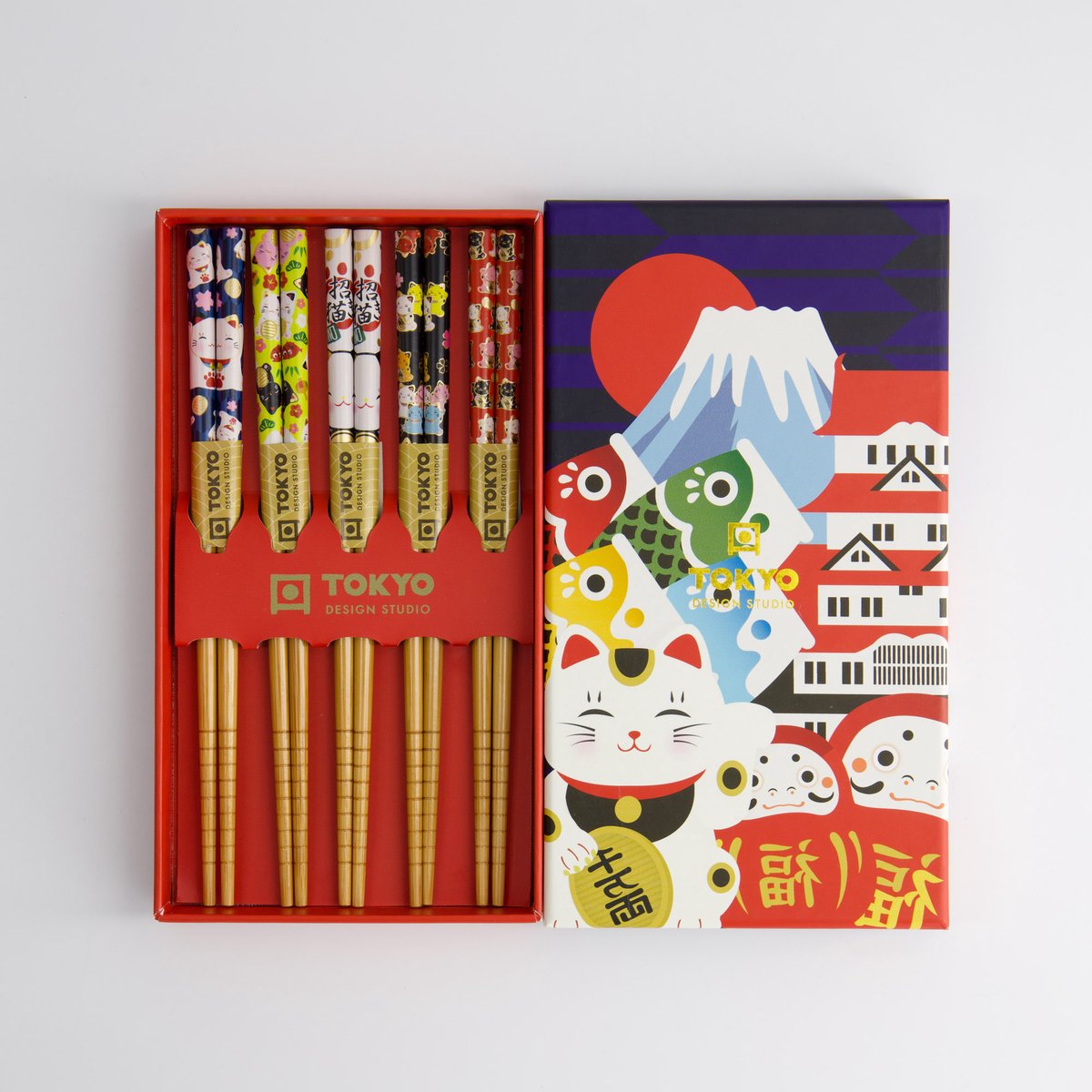 Tokyo Design Studio – Children Chopstick Giftset/5 – Lucky Cats Japan