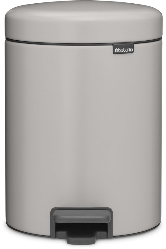 Grijze Brabantia NewIcon prullenbak met voetpedaal.