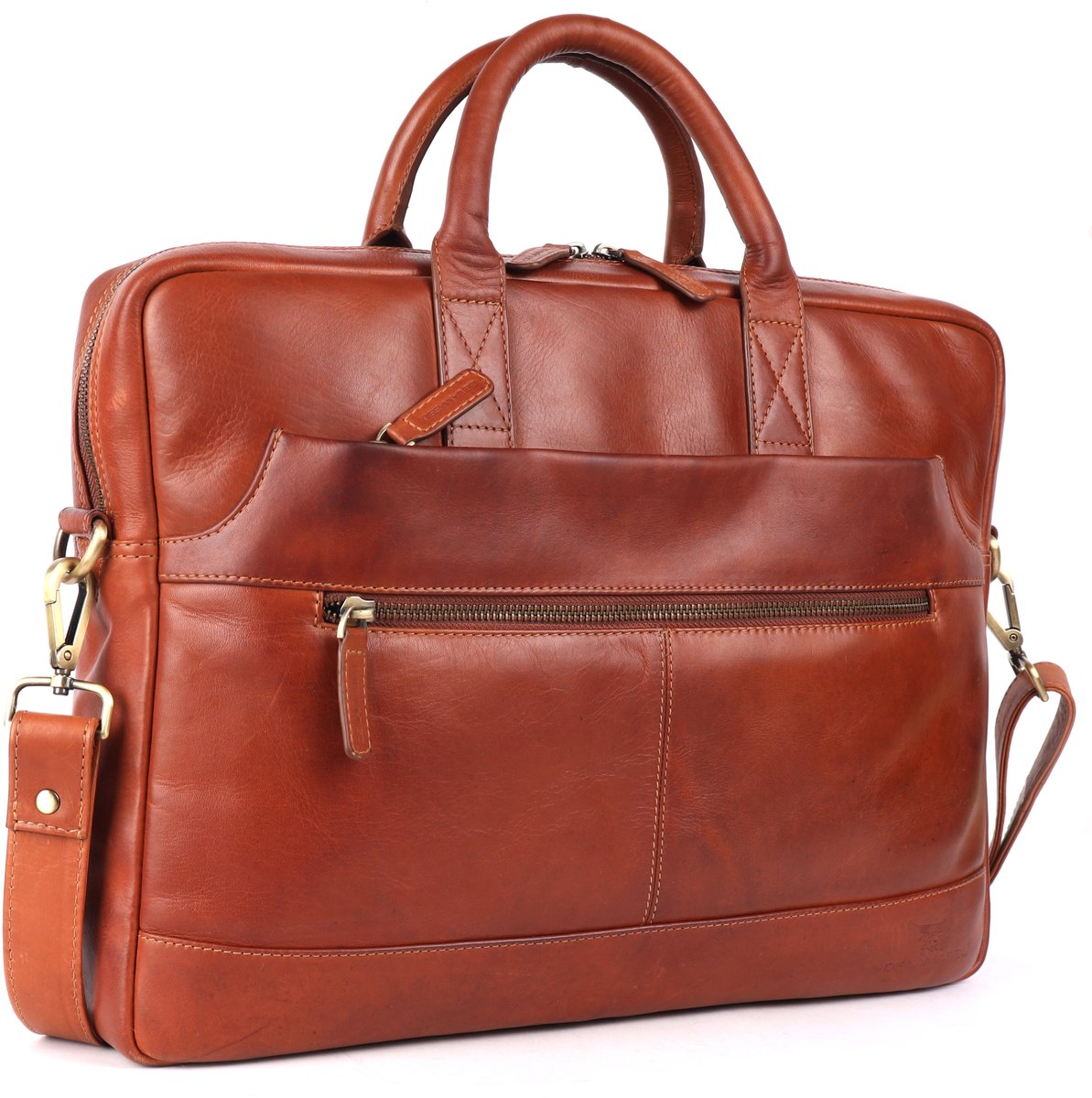 DE LAMASSU® (Hugo) Leren Laptoptas 15,6 Inch – Echt Rundleer – Slank & Lichtgewicht – Met Trolleyband – Business Tas Unisex