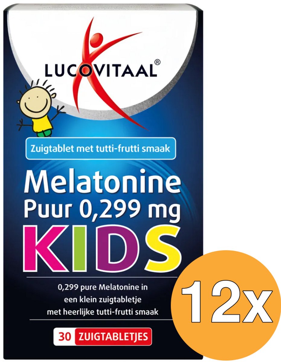12x Lucovitaal Melatonine Puur 0,299 mg Kids (30 zuigtabletten)
