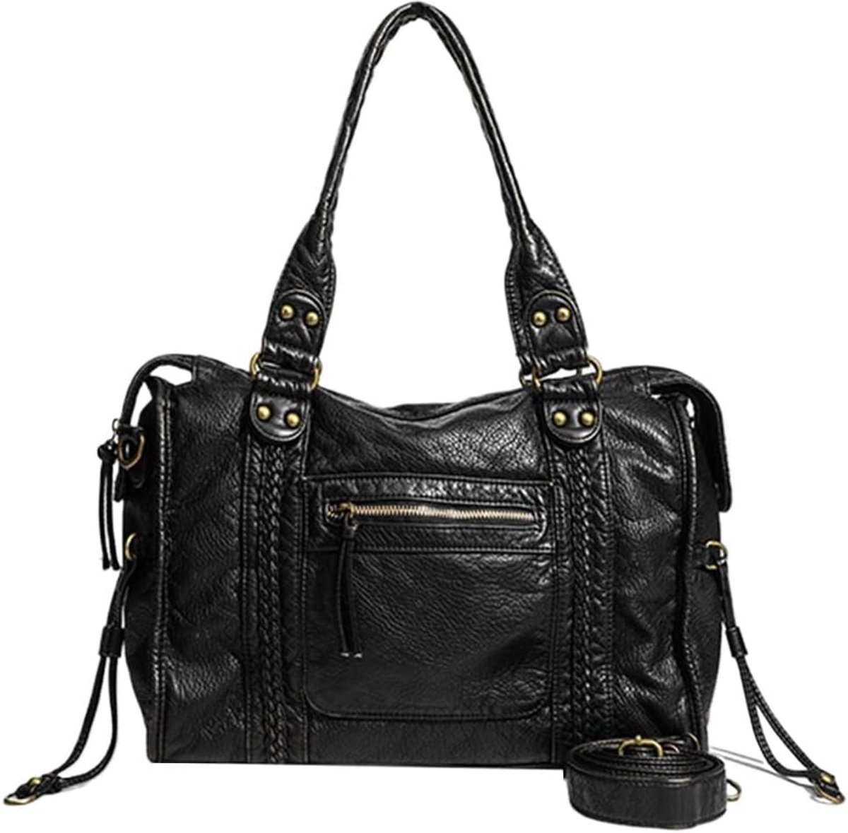 Vintage Leren Tote Bag Dames Schoudertas Grote Slouchy Handtas