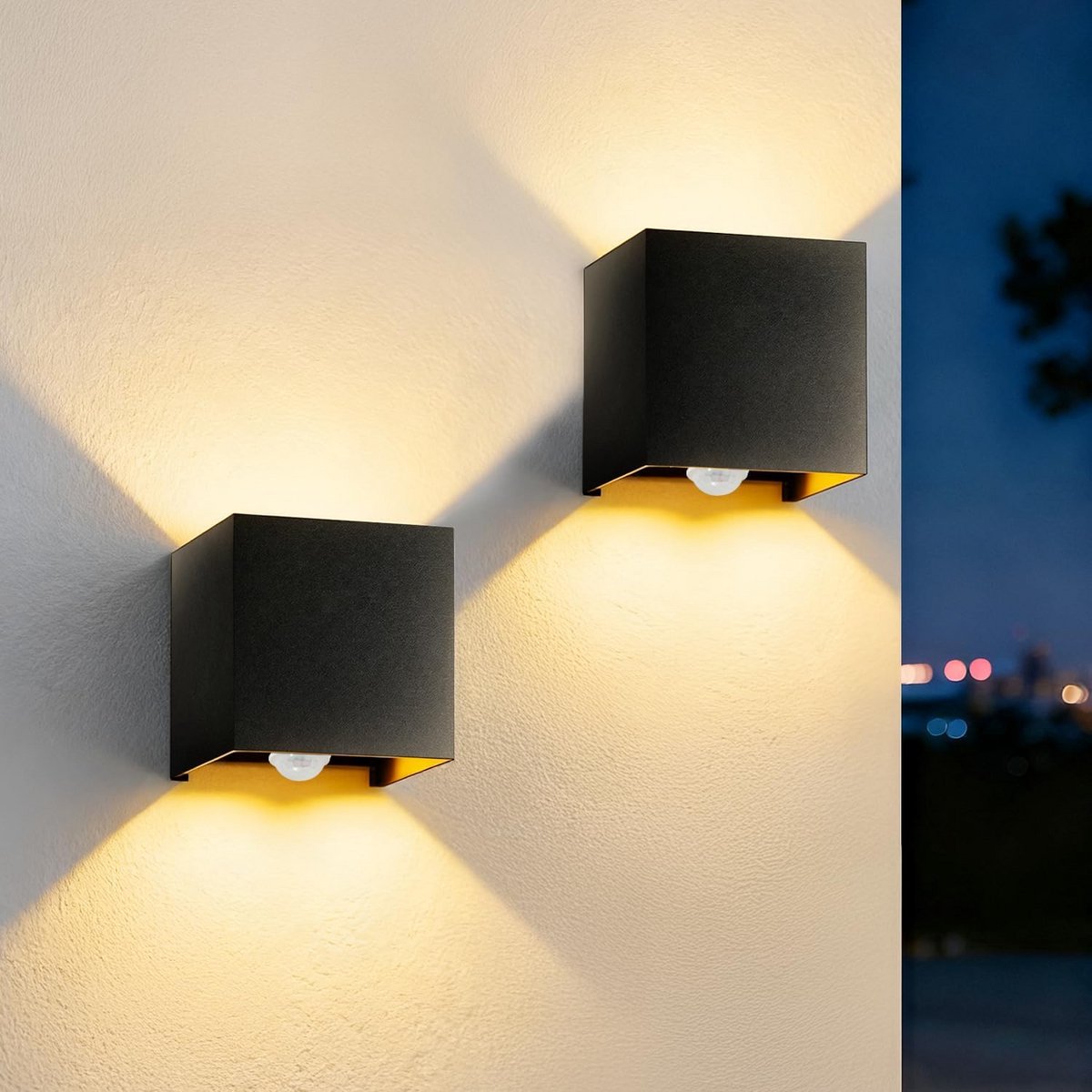 Set van 2 LED Wandspots Binnen en Buiten met Sensor - IP65 Waterdicht en Verstelbaar Licht