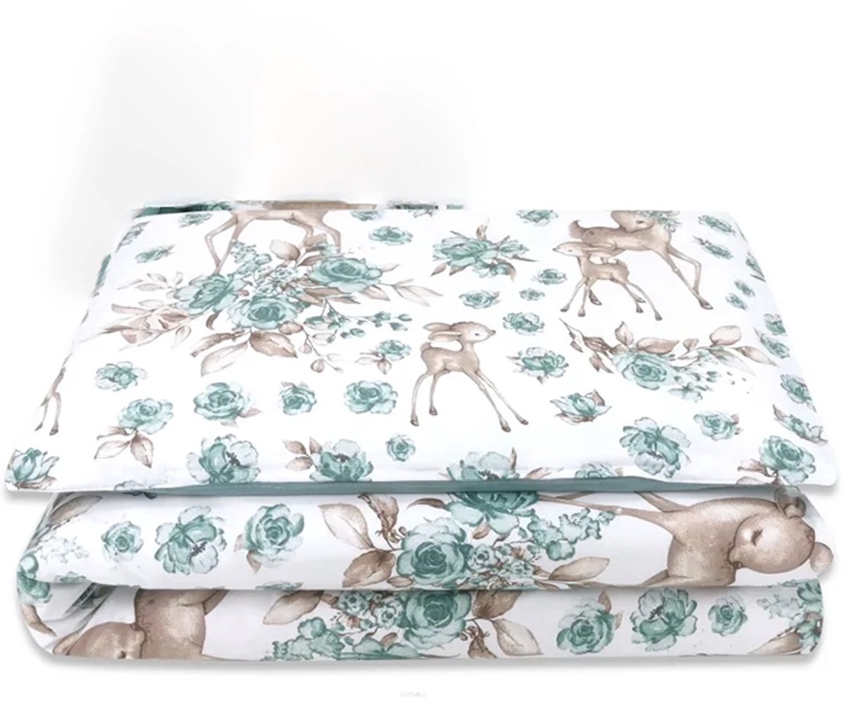 Dekbedset met Print Hertje Groen 135x100 cm + Kussen 40x60 cm