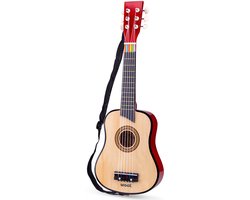 Woet® Houten Speelgoedgitaar met Draagriem - Bruin / Naturel - Speelgoedinstrument - Mijn eerste Gitaar Inclusief Muziekboekje - Speelgitaar voor Kinderen - Vanaf 3 jaar