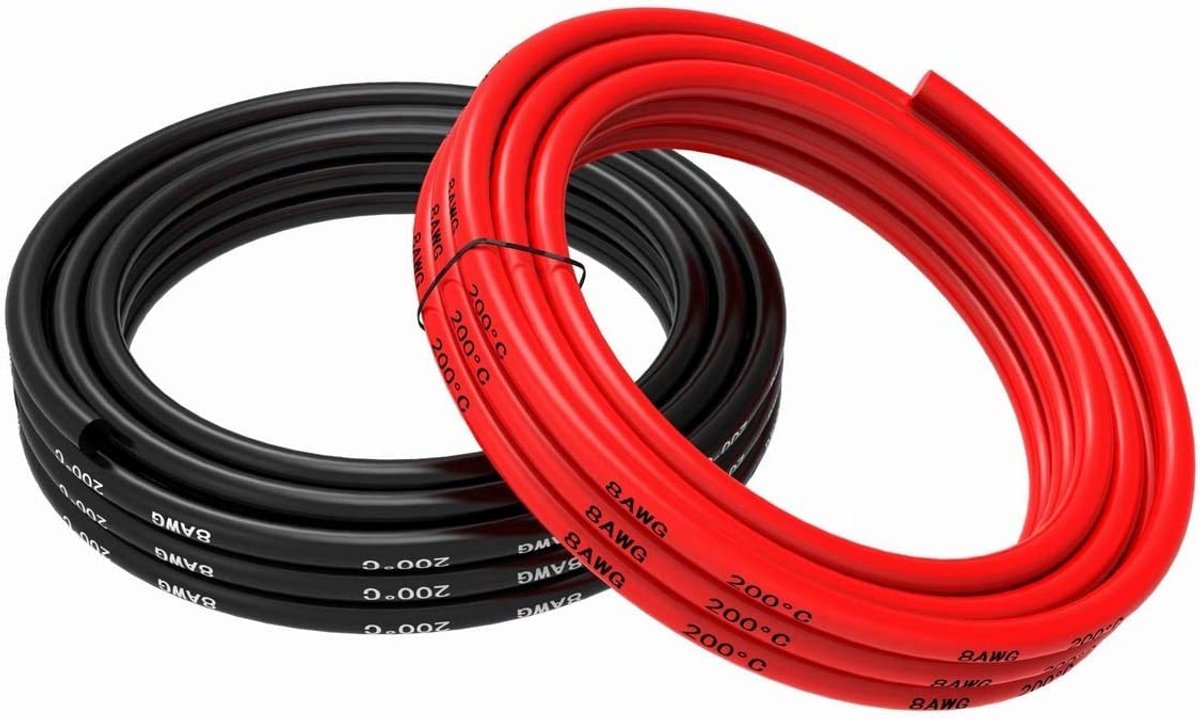 Flexibele Siliconen Elektrische Draad 8 AWG 5 Meter Rood Zwart Sets
