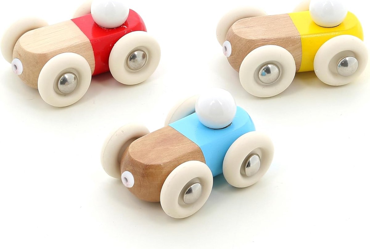 Houten Speelgoed Auto Geel - Duurzaam en Kleurrijk Loopauto voor Kinderen vanaf 2 Jaar