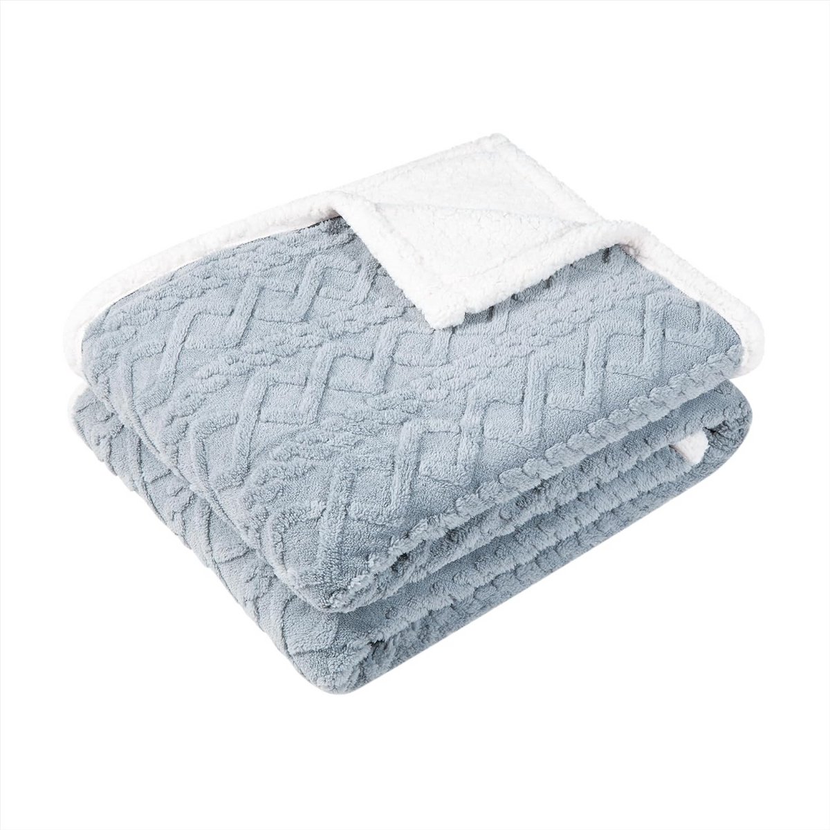 Luxe Pluche Dekenset 150x200cm voor Bank en Woonkamer - Dubbelzijdig Sherpa Plaid Grijs