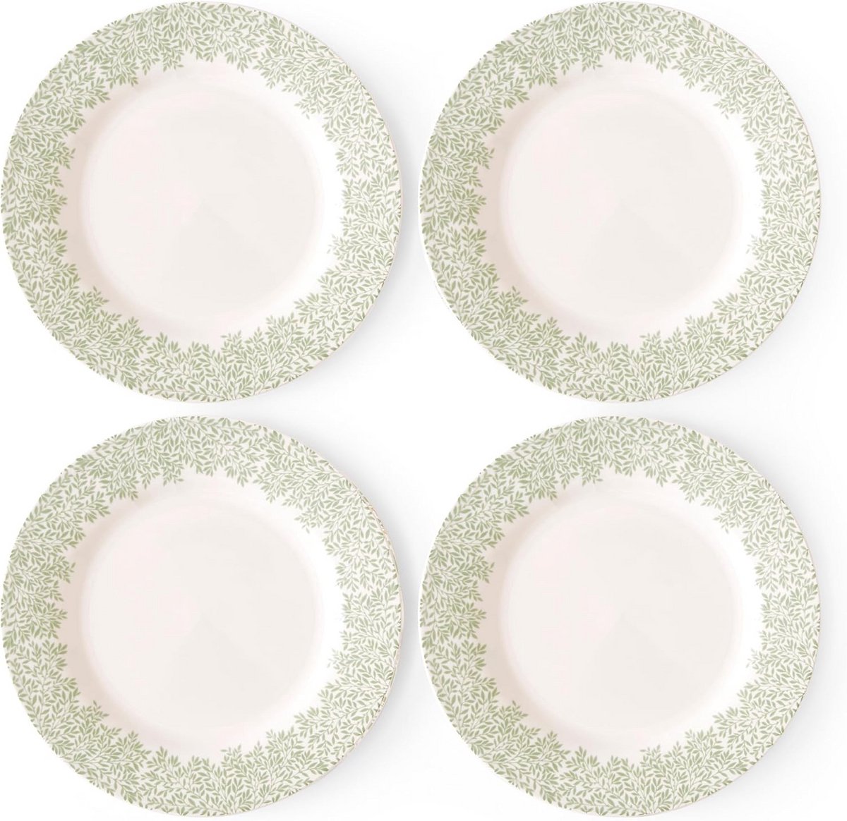 Elegante Dinerborden Set van 4 - 28cm - Aardewerk - Groen Patroon