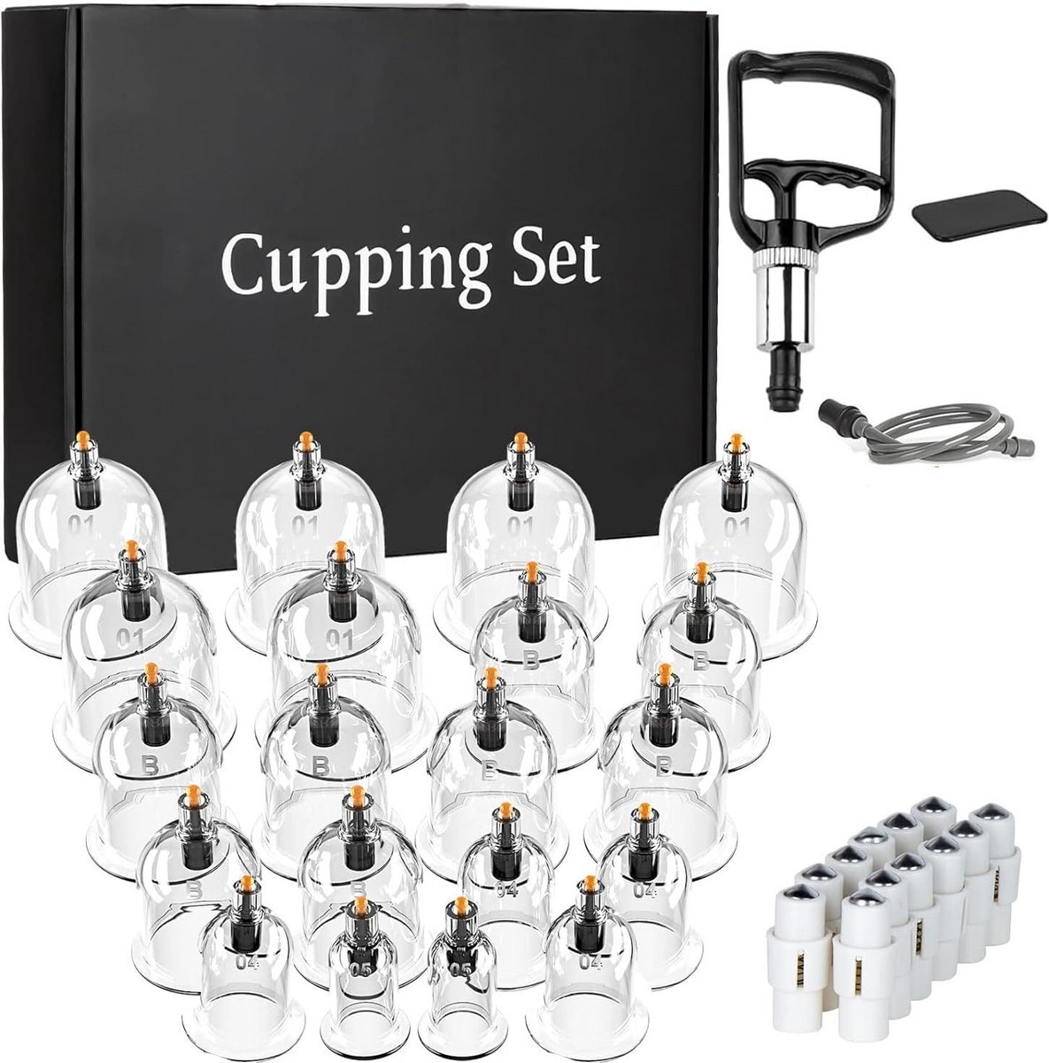 Cupping Therapie Set met Vacuümpomp voor Ontspanning en Welzijn (20 Stuks)