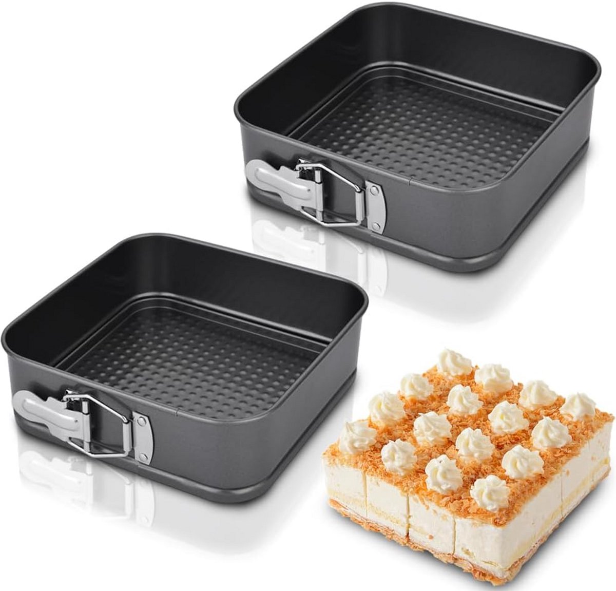 2-delige Set Vierkante Taartvormen 18 cm met Antiaanbaklaag