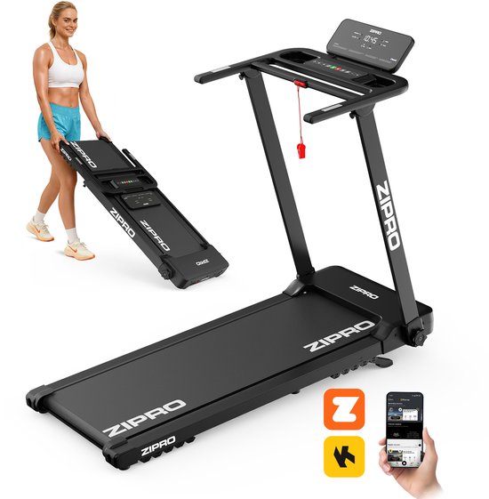 ZIPRO® Forma Lite - Loopband - Inklapbaar - 1-12 km/u - Hellingfunctie - 12 Programma's & App - Zwart