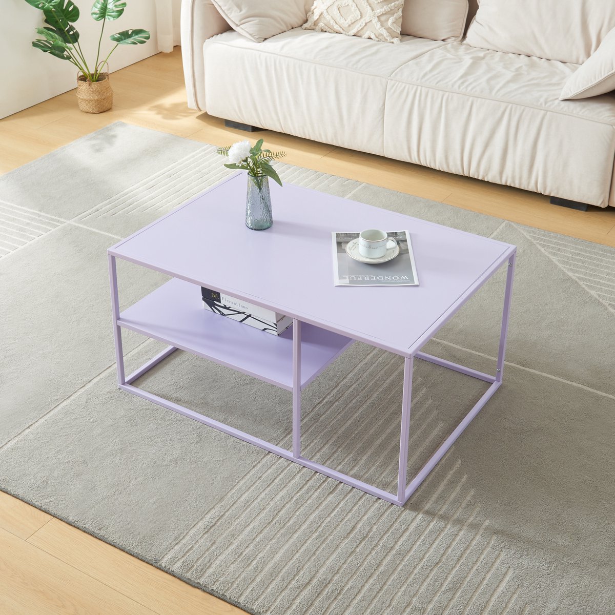 Salontafel Solund met plank 45x90x60 cm lila [en.casa]
