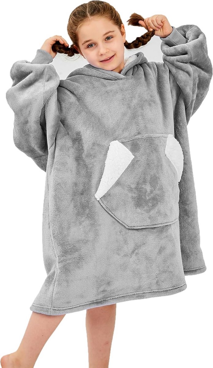 Oversized Deken Hoodie voor Kinderen met Mouwen en Zak