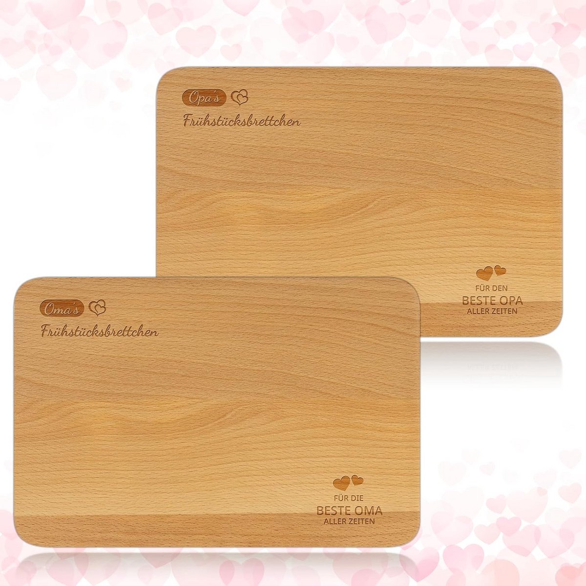 Houten Ontbijtplank Set met Gravure voor Opa en Oma