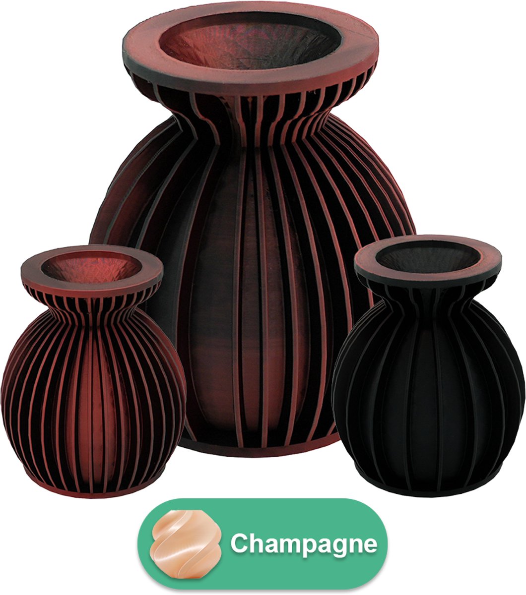 Lovora Elin moderne vaas – Decoratieve vaas - Champagne - 3d geprinte vaas – geschikt voor droogbloemen - 20CM